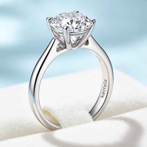 Sparkling solitaire diamond engagement ring with "kerrala" inscribed